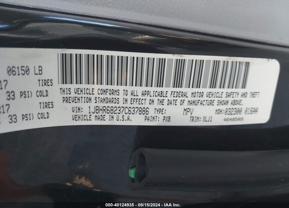 2007 JEEP GRAND CHEROKEE OVERLAND VIN: 1J8HR68237C637886