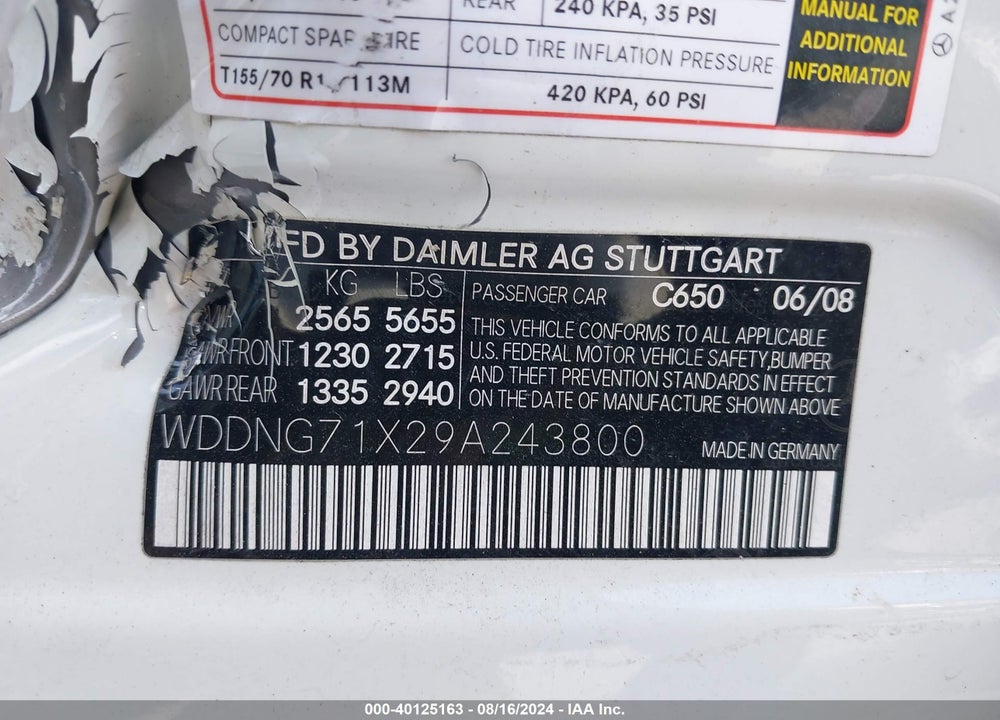 2009 MERCEDES-BENZ S 550 VIN: WDDNG71X29A243800