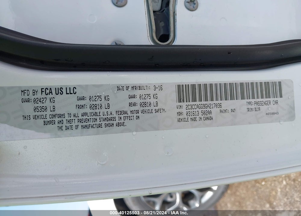 2016 CHRYSLER 300 300S VIN: 2C3CCAGG9GH217036