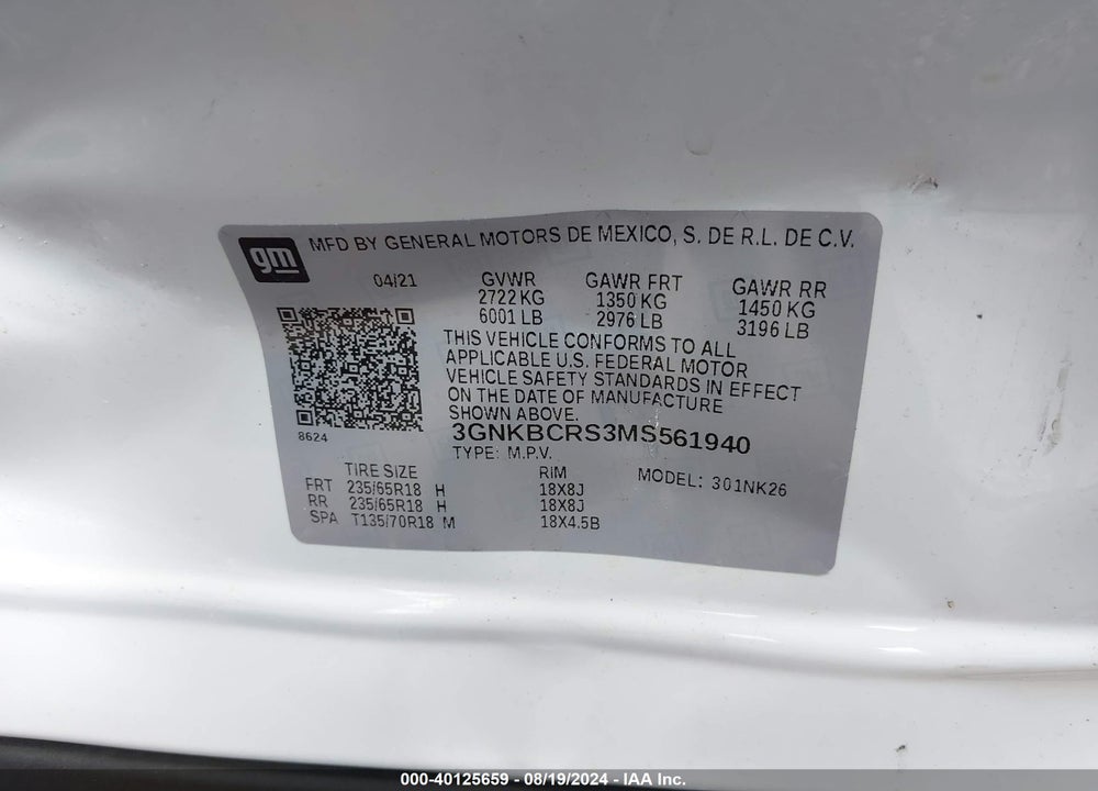 2021 CHEVROLET BLAZER FWD 2LT VIN: 3GNKBCRS3MS561940