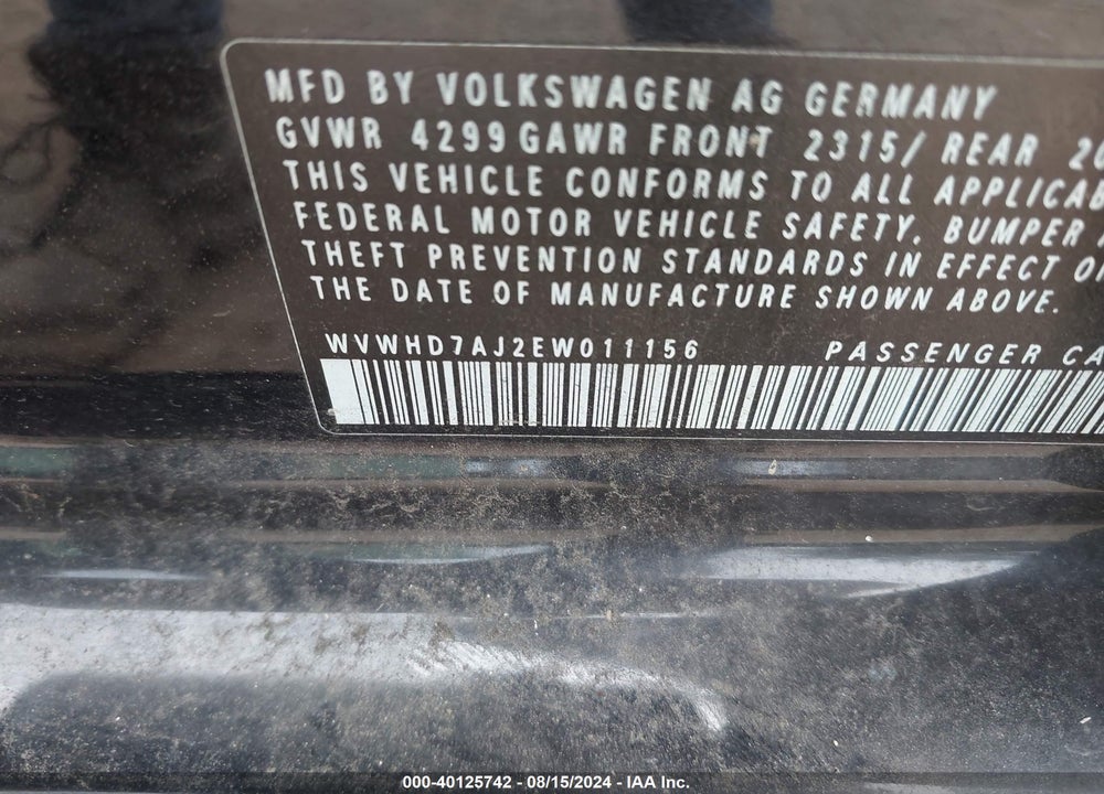 2014 VOLKSWAGEN GTI DRIVER'S EDITION/WOLFSBURG EDITION VIN: WVWHD7AJ2EW011156