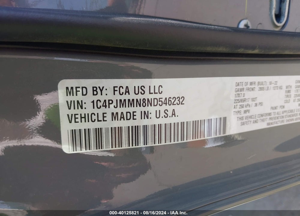 2022 CHEROKEE JEEP  LATITUDE LUX 4X4 VIN: 1C4PJMMN8ND546232