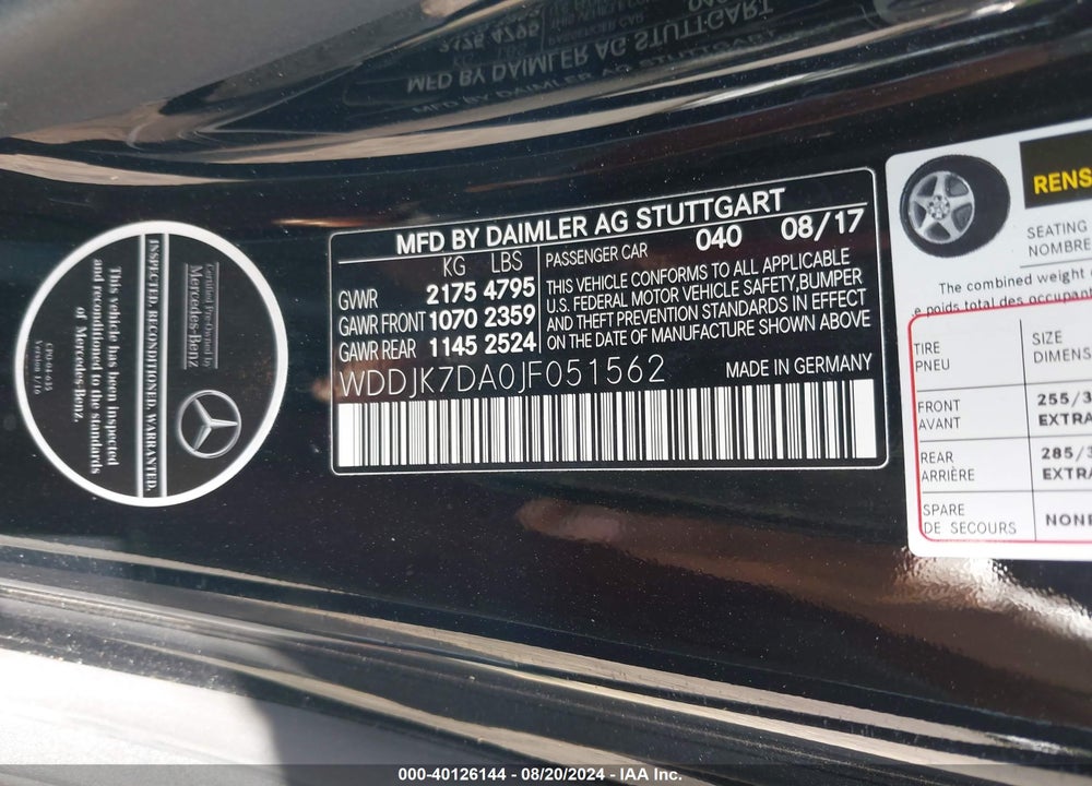2018 MERCEDES-BENZ SL 550 VIN: WDDJK7DA0JF051562
