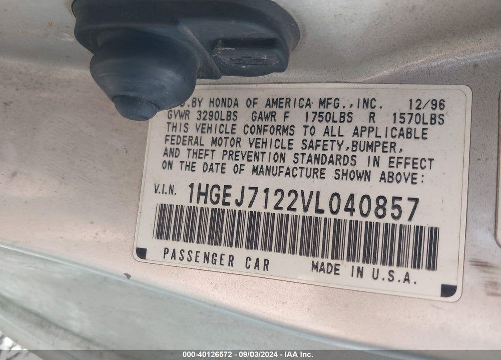 1997 HONDA CIVIC HX VIN: 1HGEJ7122VL040857