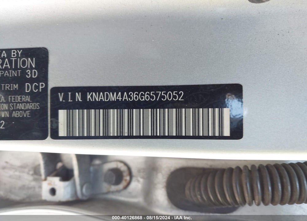 2016 KIA RIO LX VIN: KNADM4A36G6575052