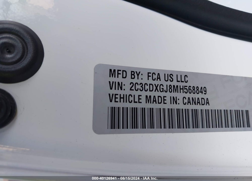 2021 DODGE CHARGER SCAT PACK WIDEBODY RWD VIN: 2C3CDXGJ8MH568849