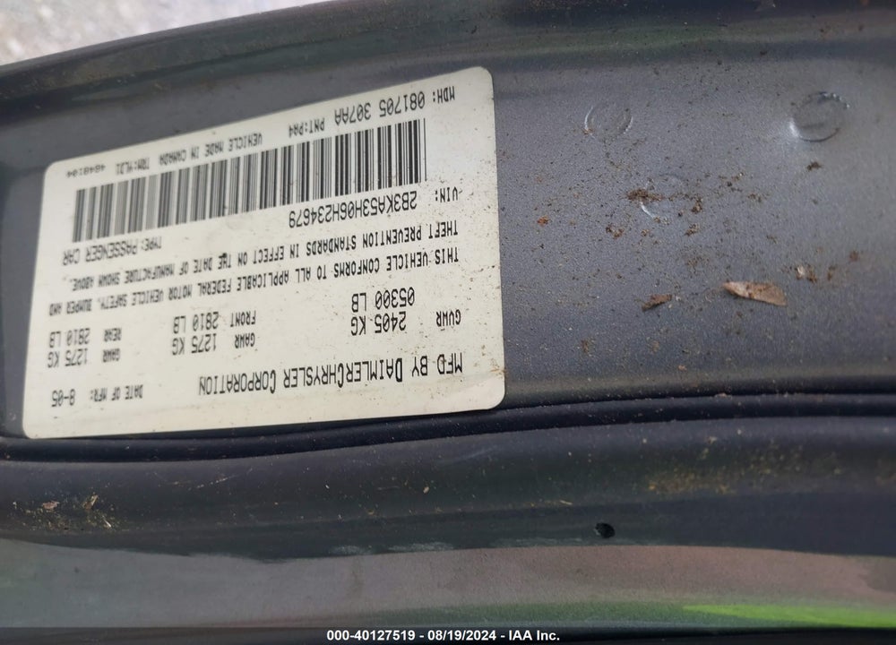 2006 DODGE CHARGER RT VIN: 2B3KA53H06H234679