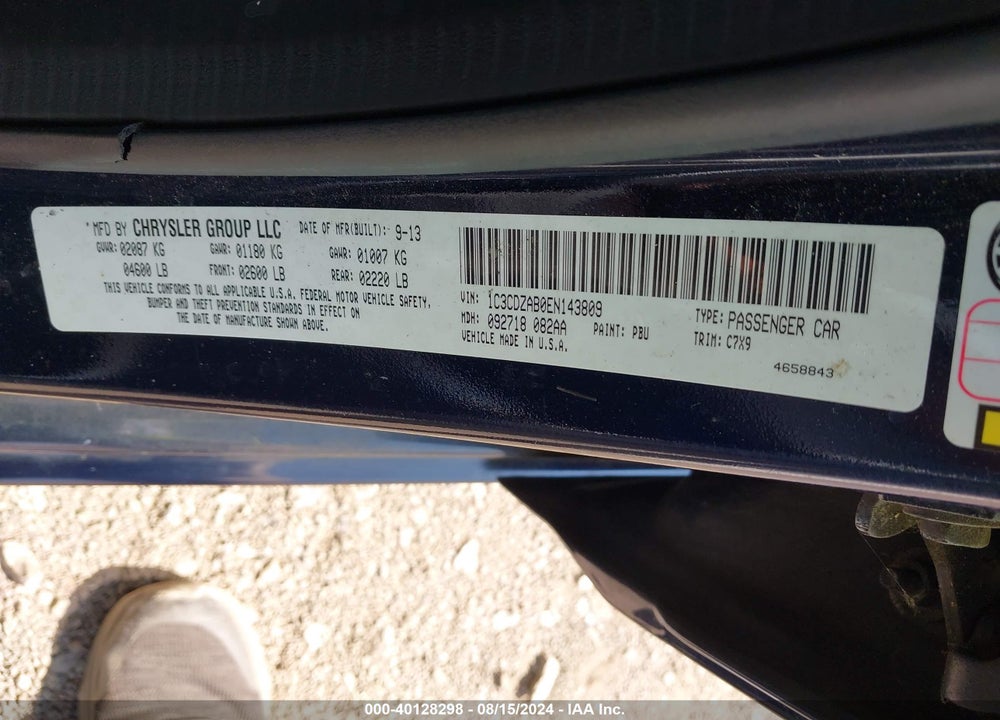 2014 DODGE AVENGER SE VIN: 1C3CDZAB0EN143809