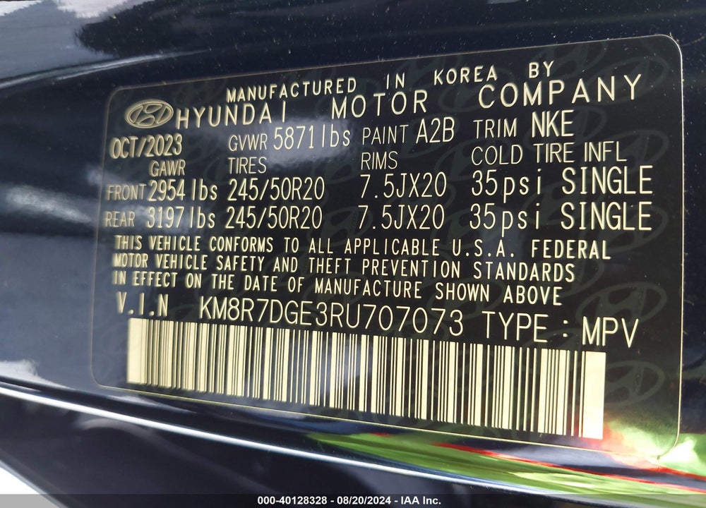 2024 HYUNDAI PALISADE CALLIGRAPHY NIGHT EDITION VIN: KM8R7DGE3RU707073