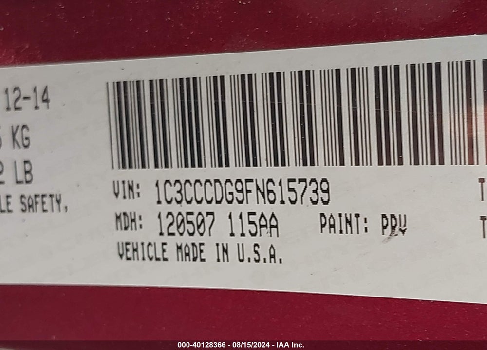 2015 CHRYSLER 200 S VIN: 1C3CCCDG9FN615739