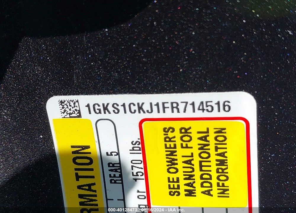 2015 GMC YUKON DENALI VIN: 1GKS1CKJ1FR714516