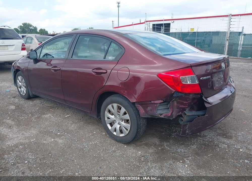 2012 HONDA CIVIC LX VIN: 19XFB2F53CE043794