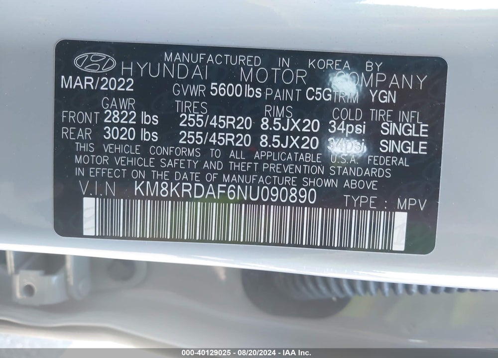 2022 HYUNDAI IONIQ 5 LIMITED VIN: KM8KRDAF6NU090890