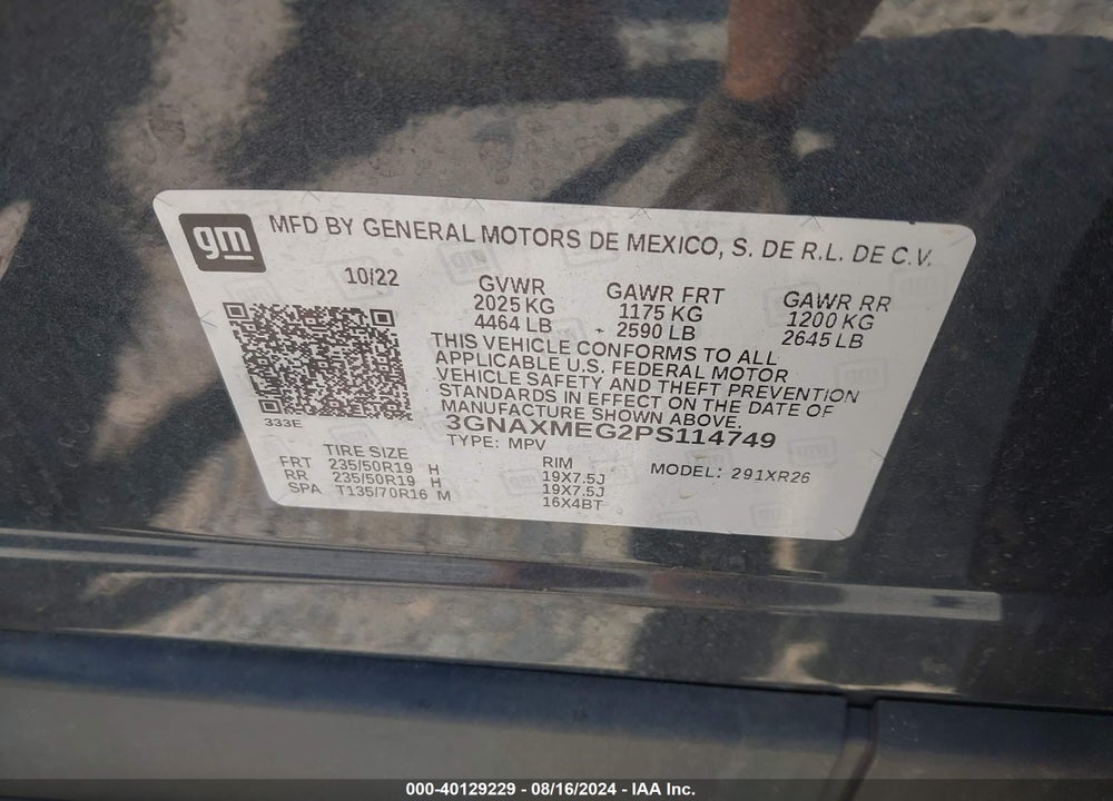 2023 CHEVROLET EQUINOX FWD RS VIN: 3GNAXMEG2PS114749
