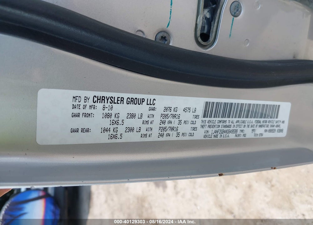 2010 JEEP PATRIOT VIN: 1J4NF2GB4AD649599