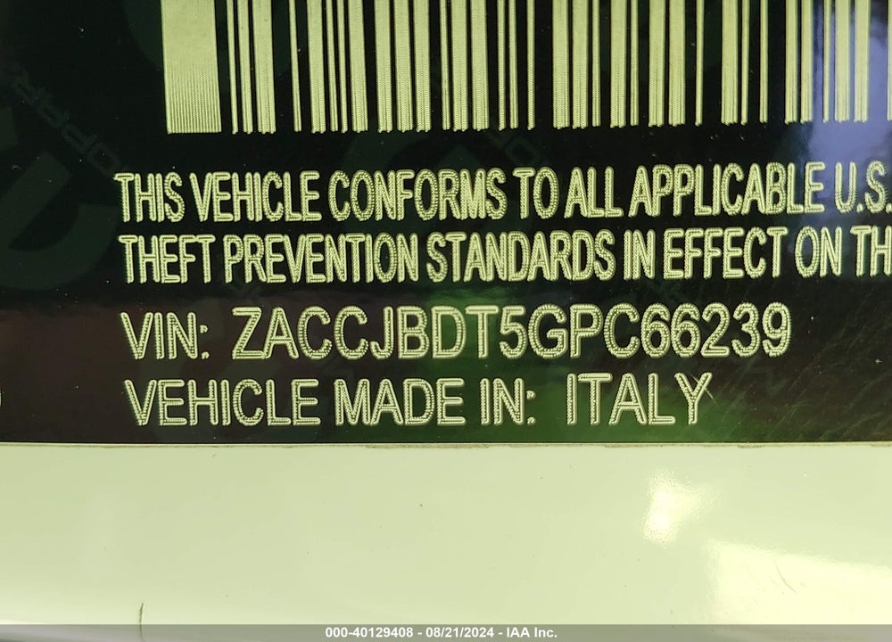 2016 JEEP RENEGADE LIMITED VIN: ZACCJBDT5GPC66239