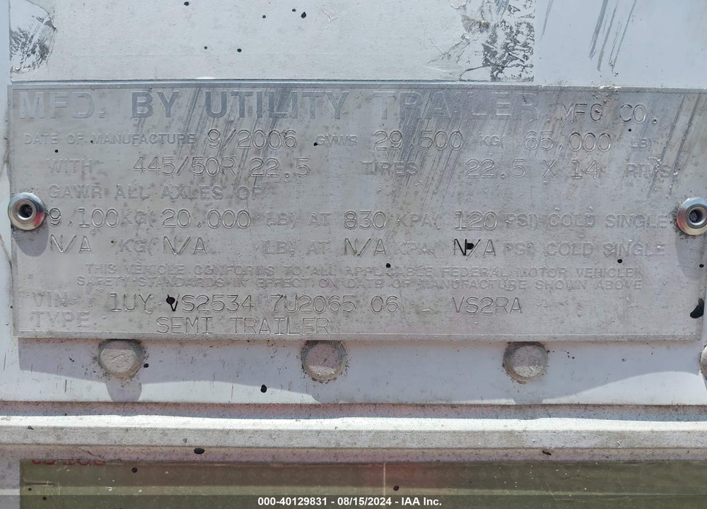 2007 UTILITY TRAILER MFG --- VIN: 1UYVS25347U206506