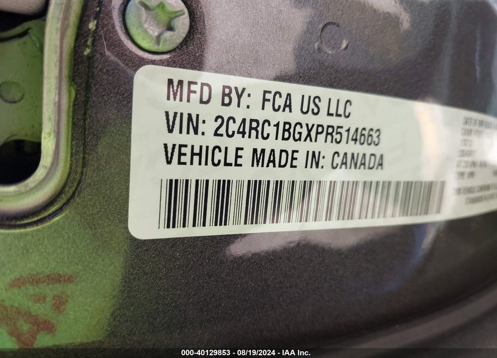 2023 CHRYSLER PACIFICA TOURING L VIN: 2C4RC1BGXPR514663