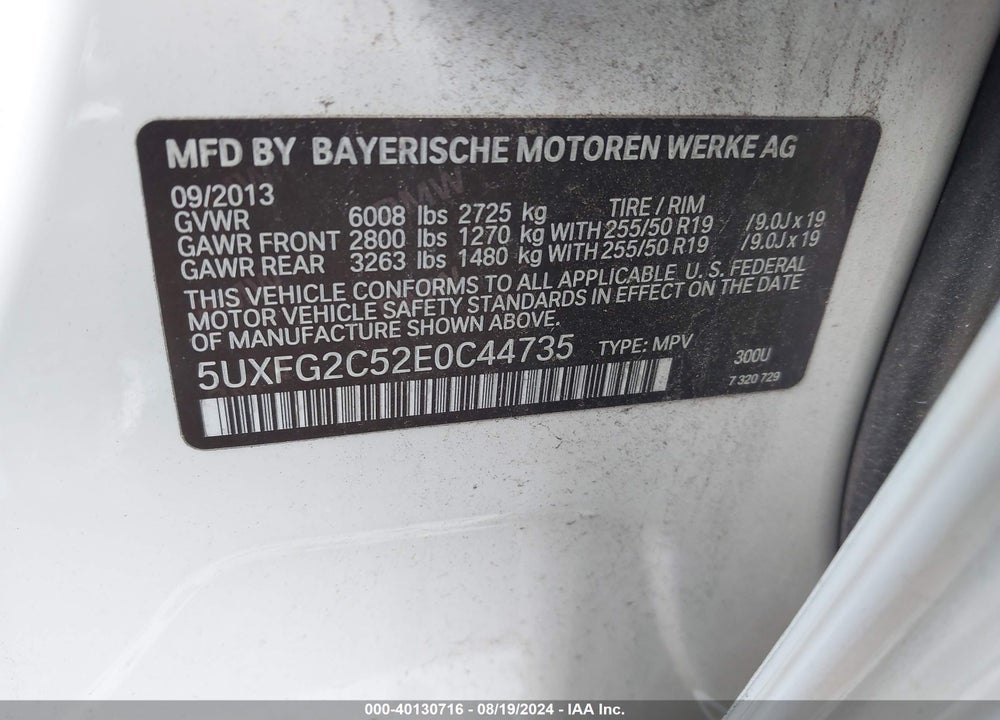 2014 BMW X6 XDRIVE35I VIN: 5UXFG2C52E0C44735