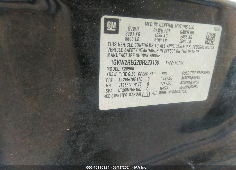 2011 GMC YUKON XL 2500 SLT VIN: 1GKW2REG2BR223156