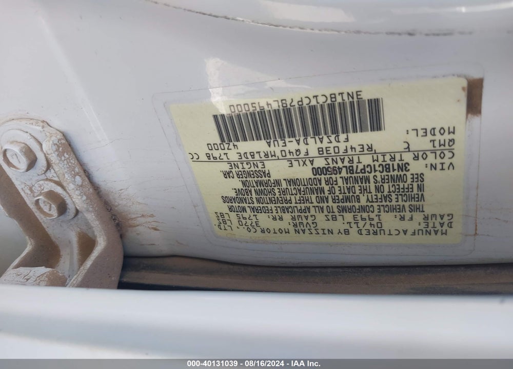 2011 NISSAN VERSA VIN: 3N1BC1CP7BL495000