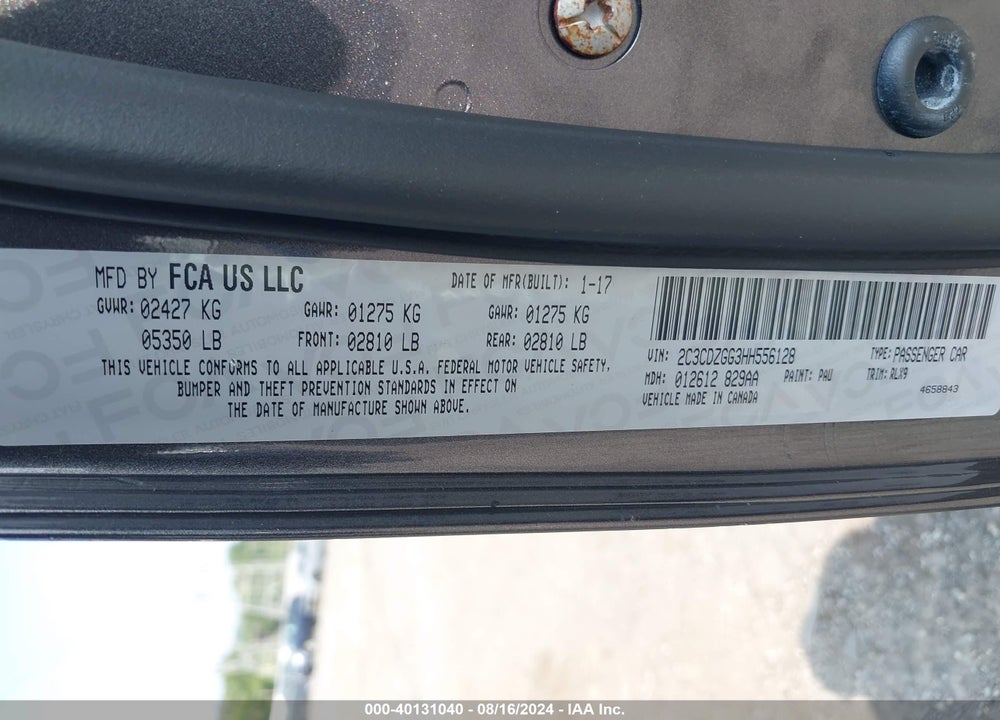 2017 DODGE CHALLENGER GT VIN: 2C3CDZGG3HH556128