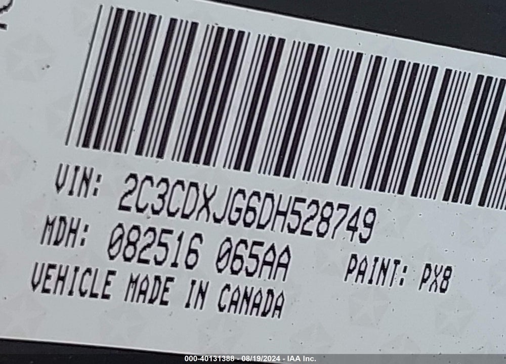 2013 DODGE CHARGER SXT VIN: 2C3CDXJG6DH528749
