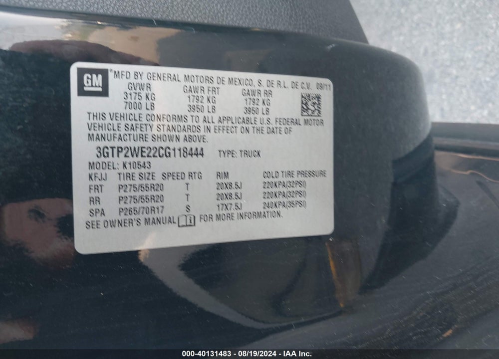 2012 GMC SIERRA 1500 SLT VIN: 3GTP2WE22CG118444