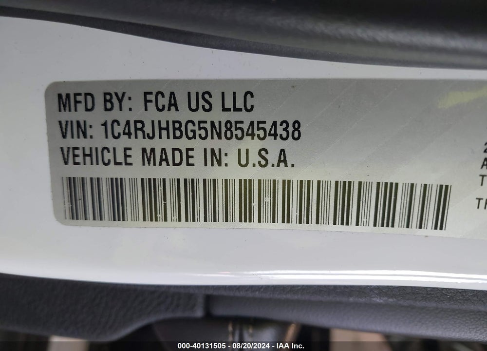 2022 JEEP GRAND CHEROKEE LIMITED 4X4 VIN: 1C4RJHBG5N8545438