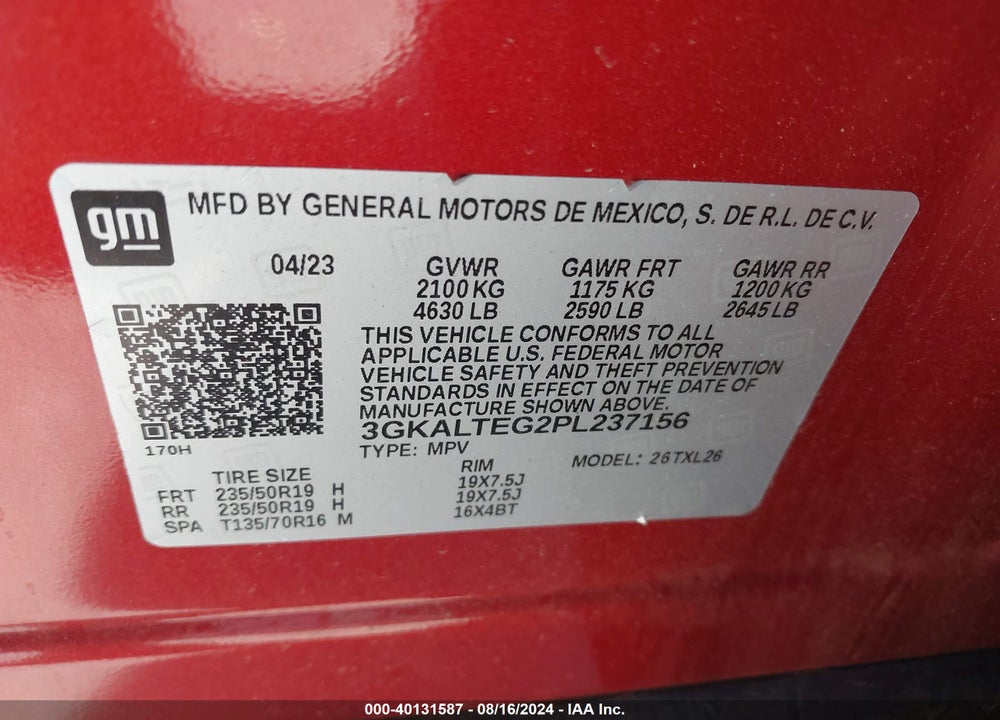 2023 GMC TERRAIN AWD SLE VIN: 3GKALTEG2PL237156