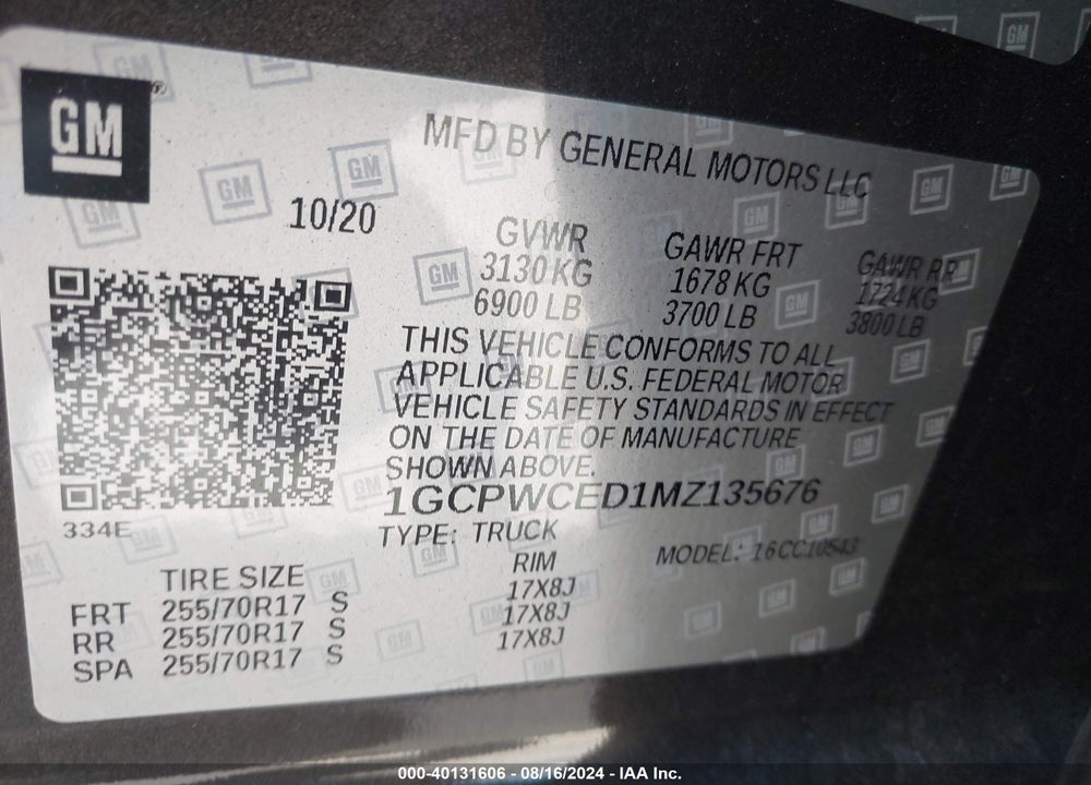 2021 CHEVROLET SILVERADO 1500 2WD SHORT BED LT VIN: 1GCPWCED1MZ135676