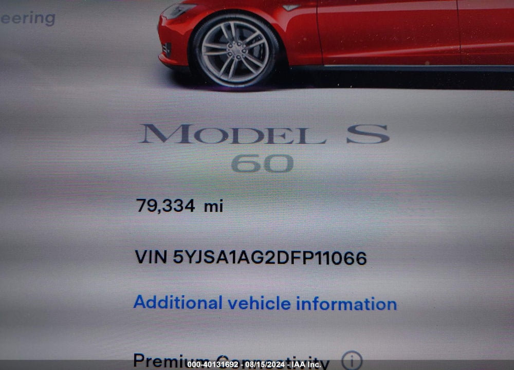 2013 TESLA MODEL S VIN: 5YJSA1AG2DFP11066