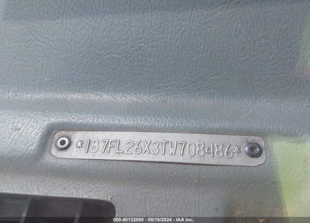 1996 DODGE DAKOTA VIN: 1B7FL26X3TW708486