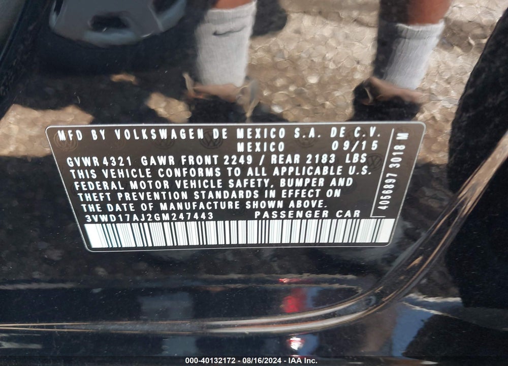 2016 VOLKSWAGEN JETTA 1.8T SPORT VIN: 3VWD17AJ2GM247443