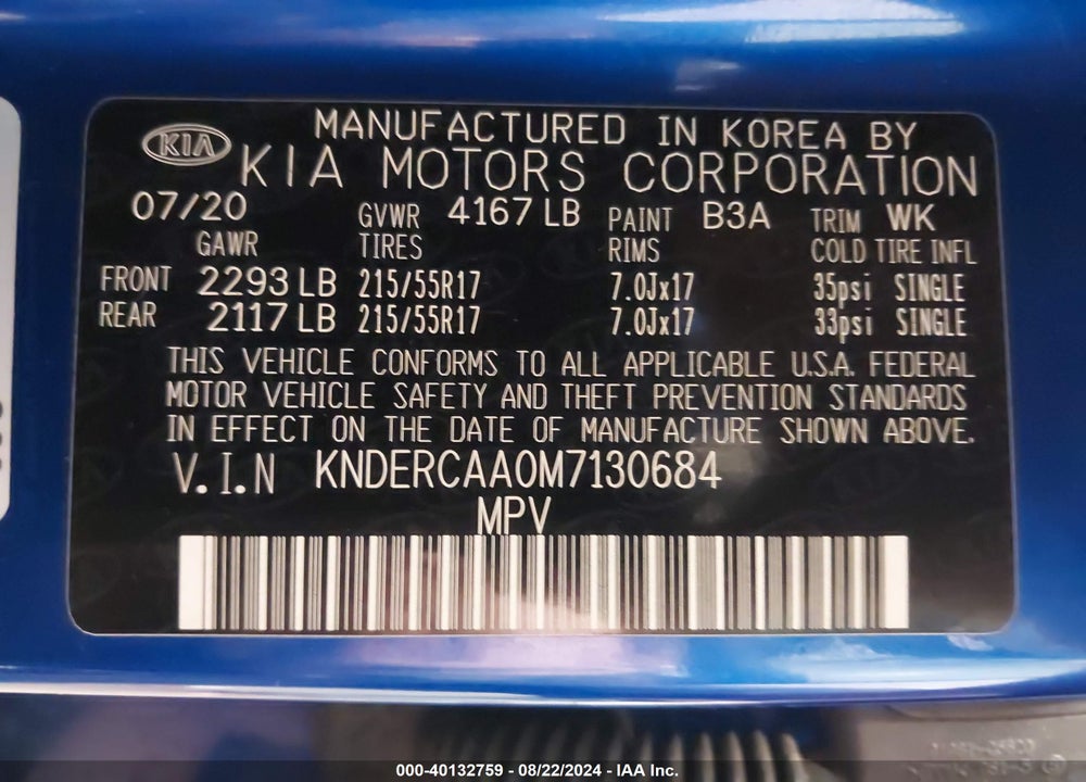 2021 KIA SELTOS EX VIN: KNDERCAA0M7130684