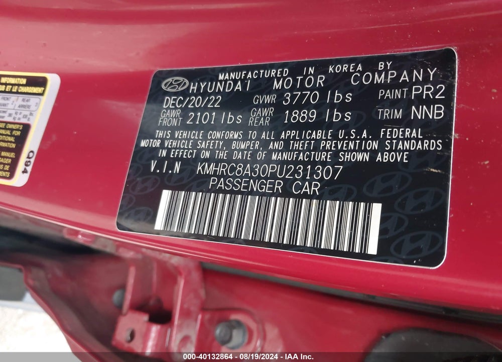 2023 HYUNDAI VENUE SEL VIN: KMHRC8A30PU231307