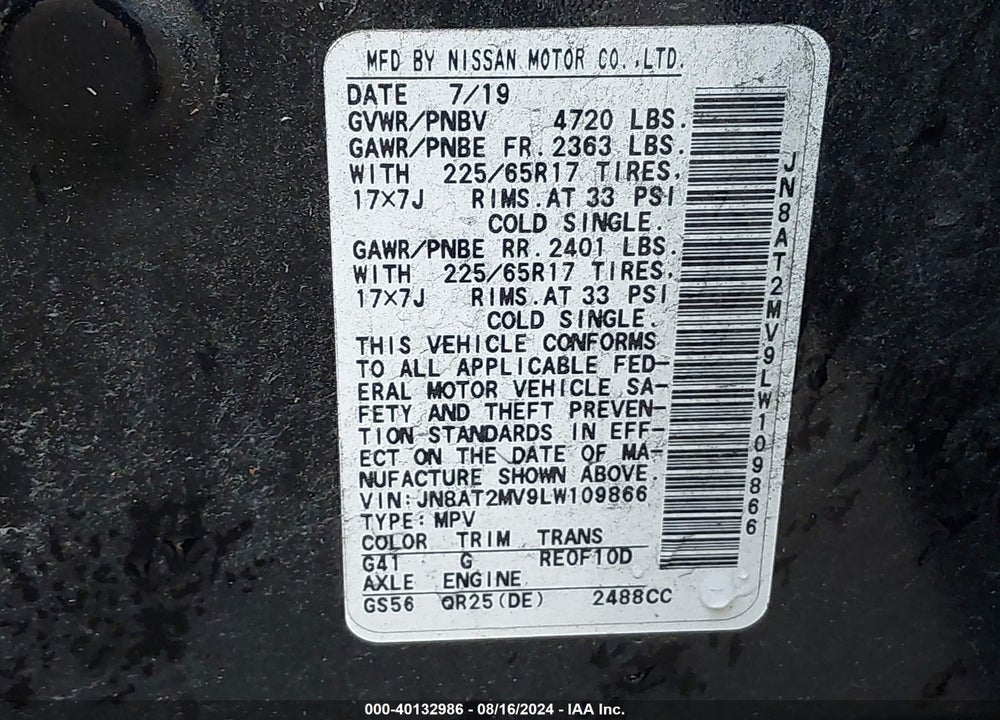 2020 NISSAN ROGUE VIN: JN8AT2MV9LW109866