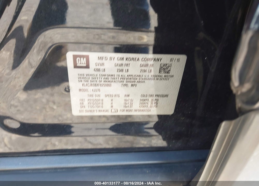 2015 BUICK ENCORE CONVENIENCE VIN: KL4CJBSBXFB250860