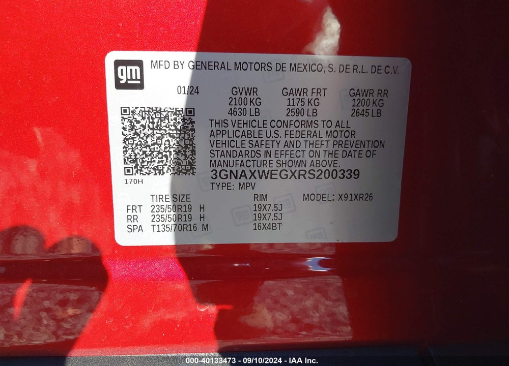 2024 CHEVROLET EQUINOX AWD RS VIN: 3GNAXWEGXRS200339