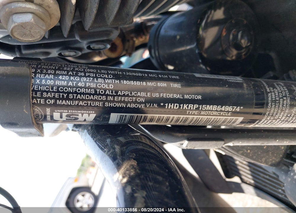 2021 HARLEY-DAVIDSON FLHXS VIN: 1HD1KRP15MB649674