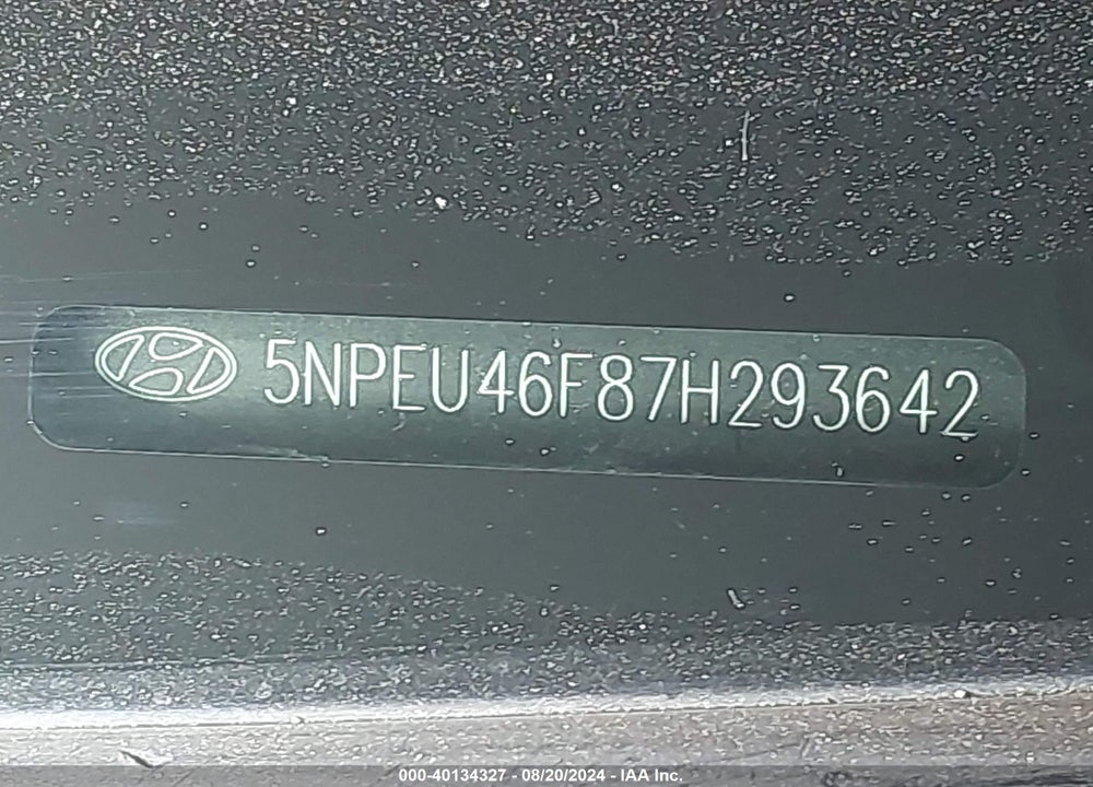 2007 HYUNDAI SONATA LIMITED/SE V6 VIN: 5NPEU46F87H293642