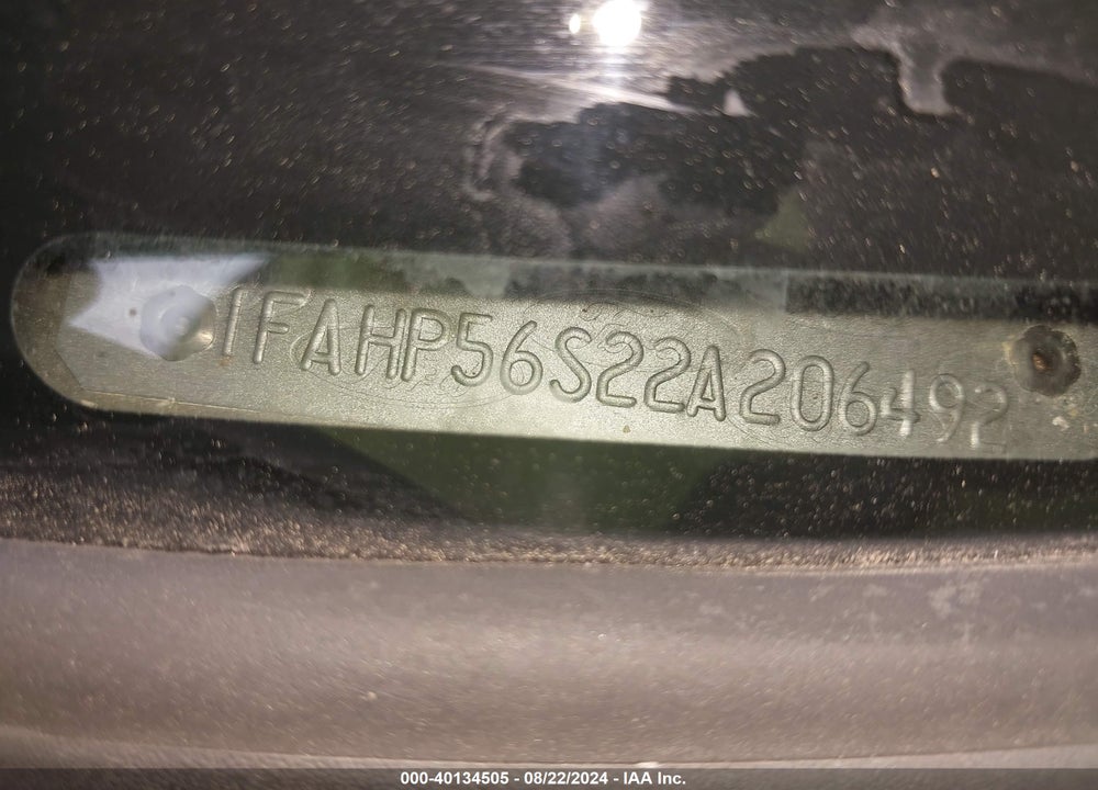 2002 FORD TAURUS VIN: 1FAHP56S22A206492
