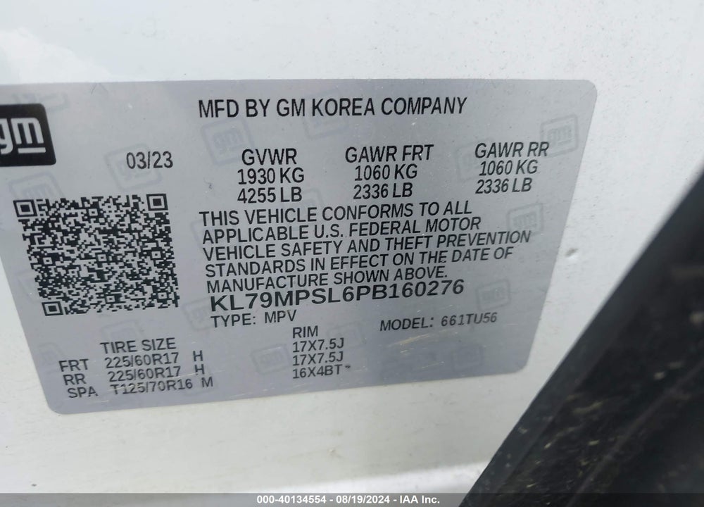2023 CHEVROLET TRAILBLAZER FWD LT VIN: KL79MPSL6PB160276