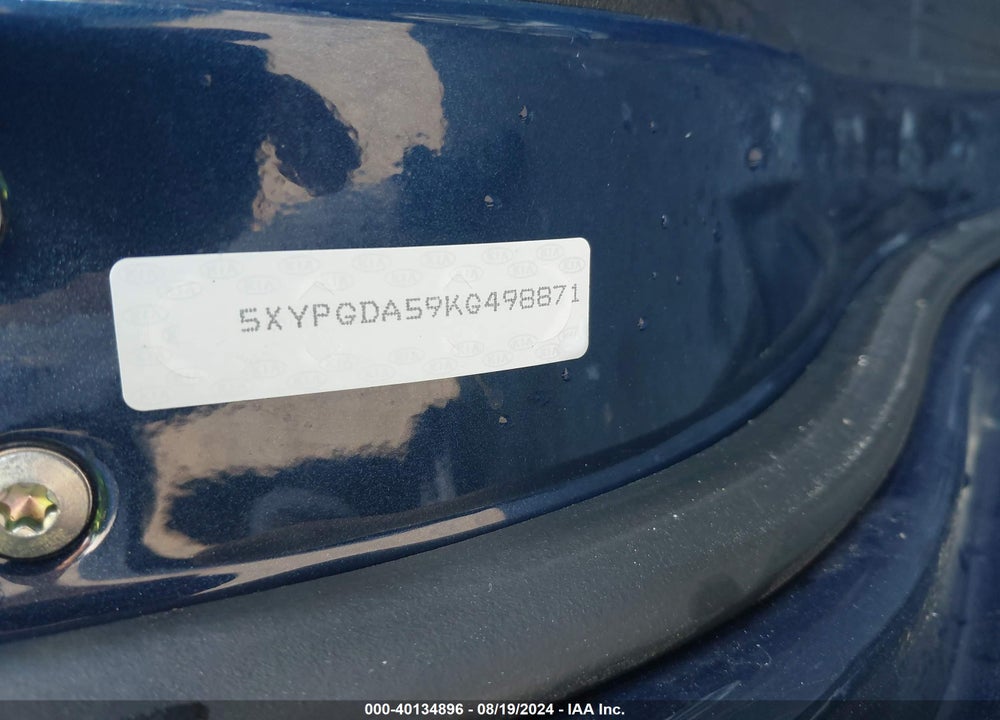 2019 KIA SORENTO 3.3L LX VIN: 5XYPGDA59KG498871