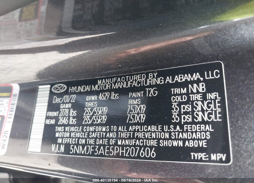 2023 HYUNDAI TUCSON SEL VIN: 5NMJF3AE5PH207606