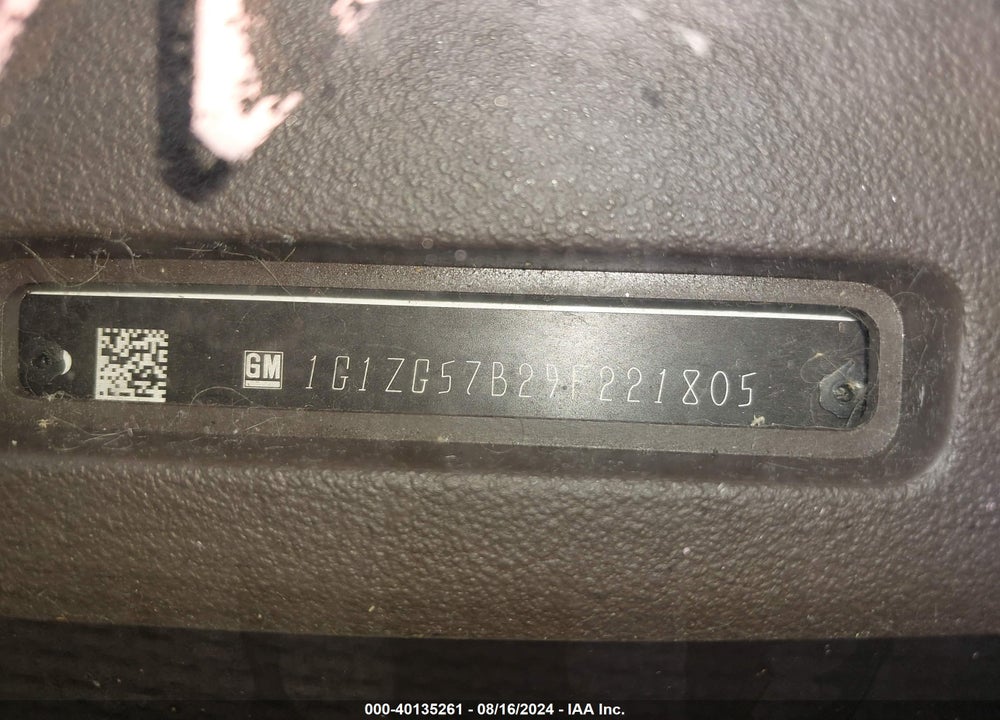 2009 CHEVROLET MALIBU LS VIN: 1G1ZG57B29F221805