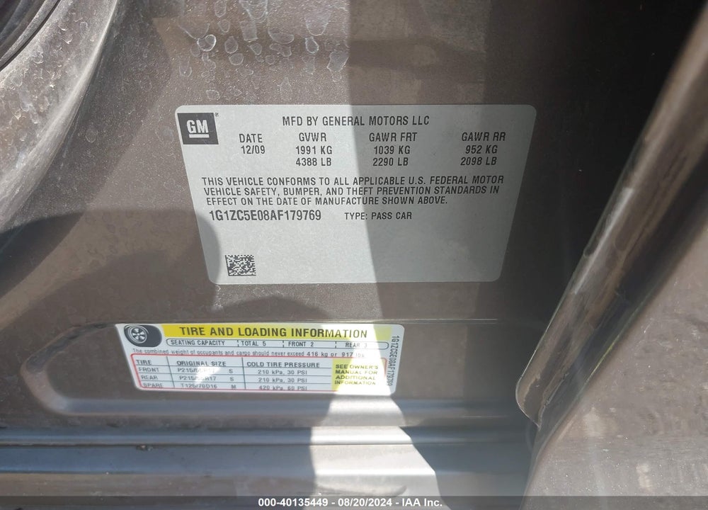 2010 CHEVROLET MALIBU LT VIN: 1G1ZC5E08AF179769