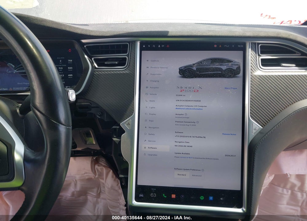 2017 TESLA MODEL X P100D VIN: 5YJXCBE46HF052808