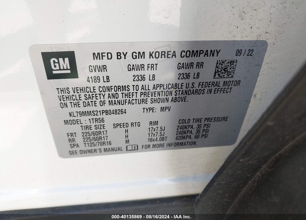 2023 CHEVROLET TRAILBLAZER VIN: KL79MMS21PB048264