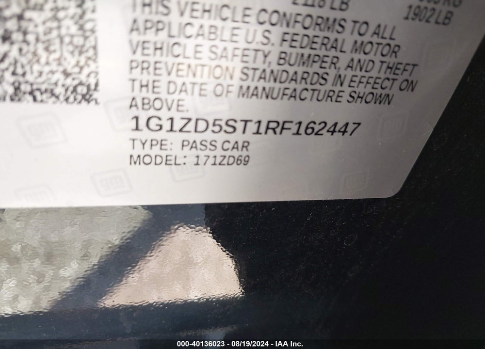 2024 CHEVROLET MALIBU FWD 1LT VIN: 1G1ZD5ST1RF162447